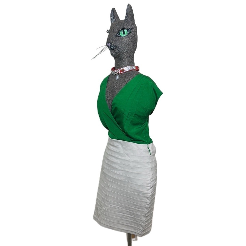 EXPRESS CHIC GREEN SLEEK  White Wrap Dress Stylish Outstanding Size Medium - Picture 3 of 11